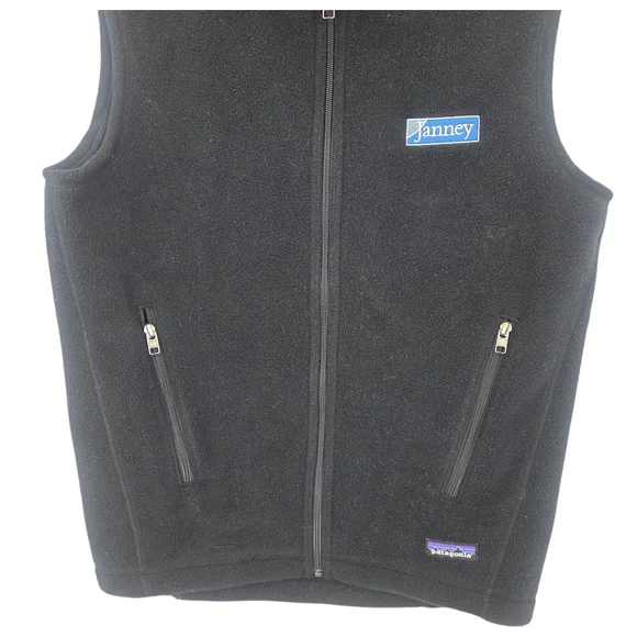 Patagonia Synchilla Fleece Vest Black Mens Small Company Embroidered Jacket - Picture 3 of 11